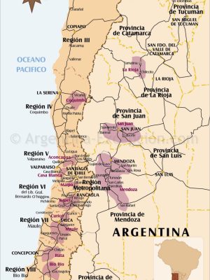 Carte de la route des vins en Argentine et au Chili