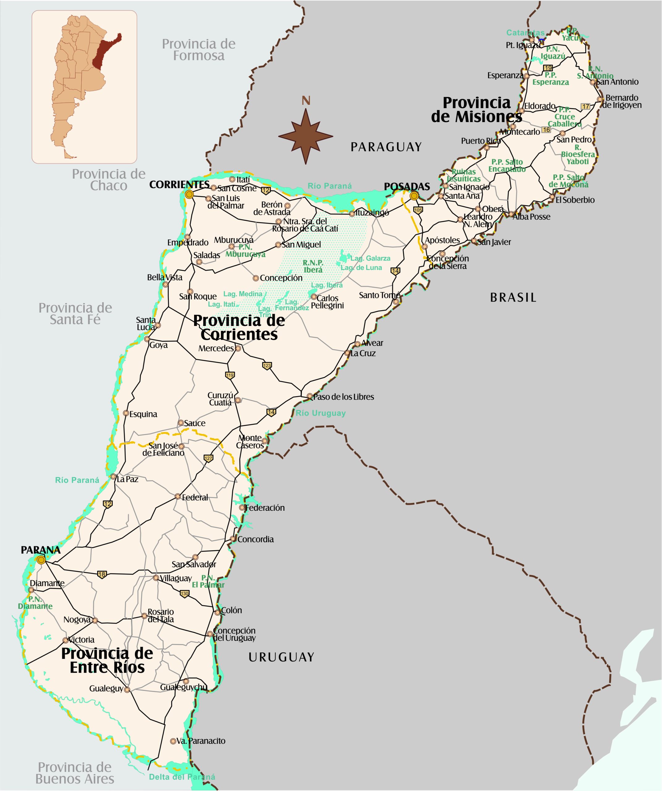 Carte de la région Litoral en Argentine Carte de la région Litoral en Argentine